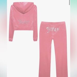 NWT juicy couture bling velour tracksuit in color rose/pink size Small